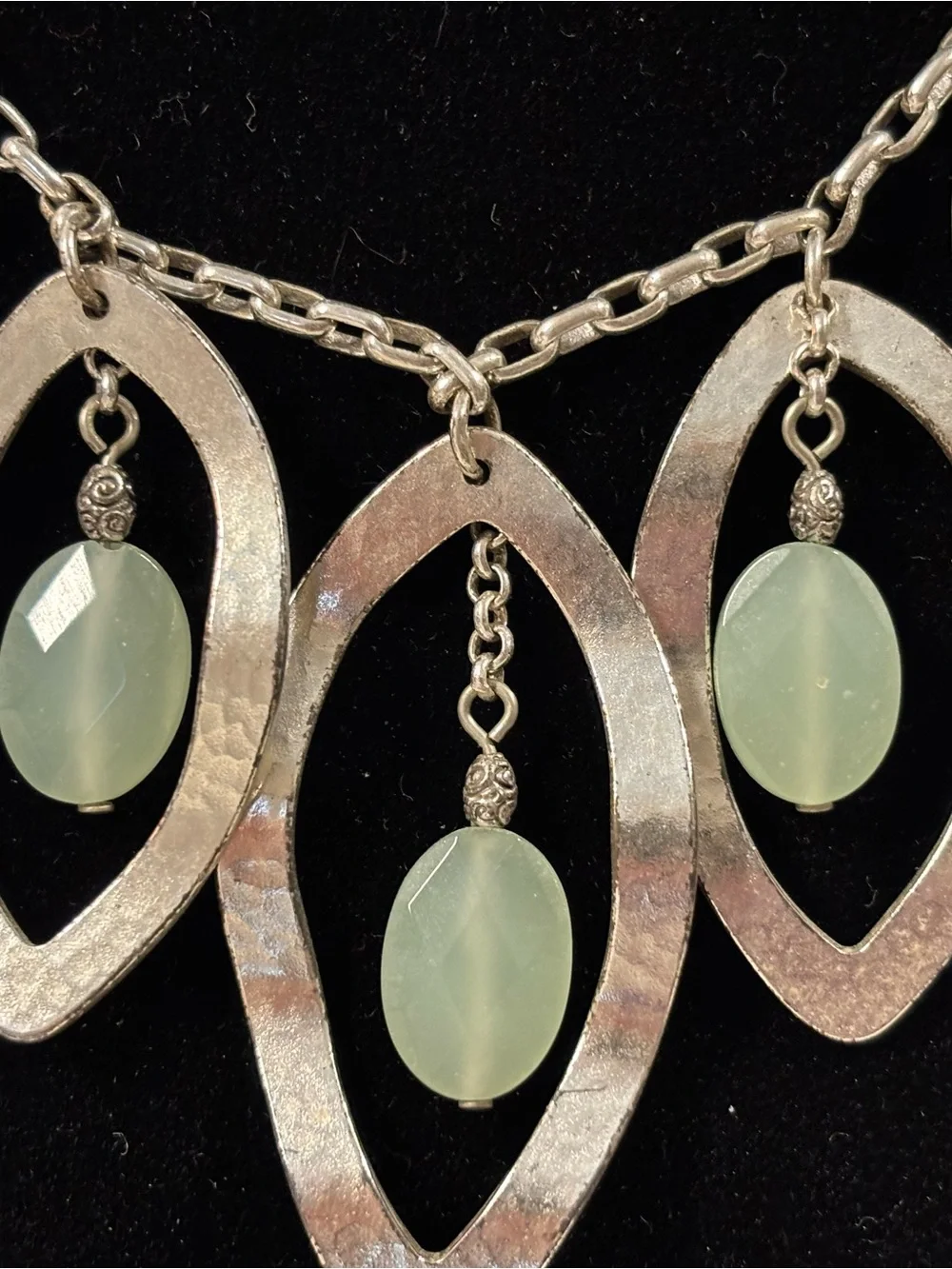 Brighton Silver-Tone Leaf Necklace with Pale Green Drops